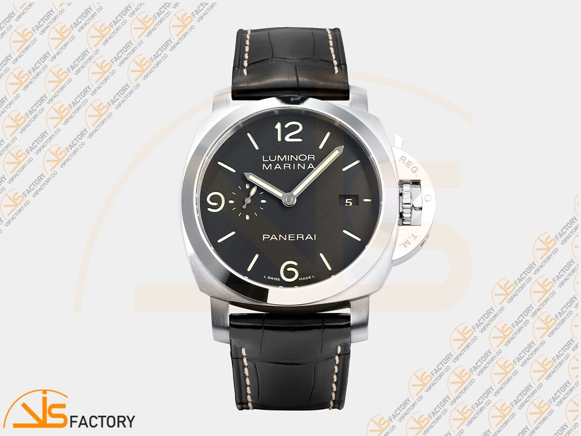VS Factory Panerai Luminor Marina PAM312 Black Dial 904L Steel Black Leather P.9000 Movement - 图片 4