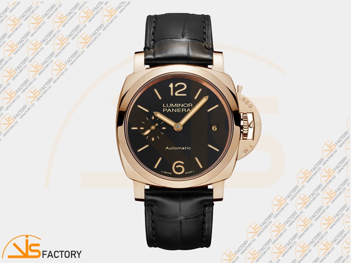 VS Factory Panerai Luminor Due PAM908 FU Black Dial Rose Gold Leather Asia XXXIV Movement - 图片 3