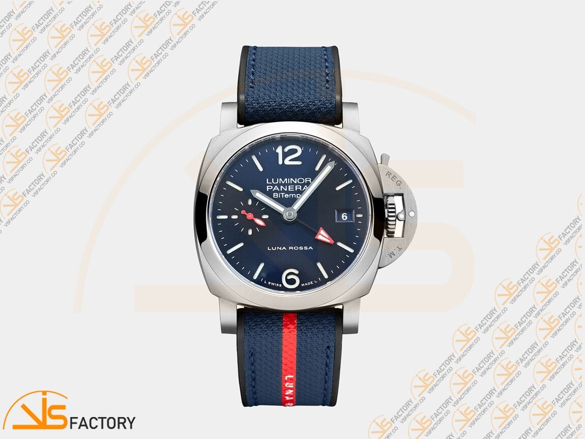 VS Factory Panerai Quaranta BiTempo PAM1404 Luna Rossa SS Case Blue Nylon Stra P.900 Movement - 图片 3