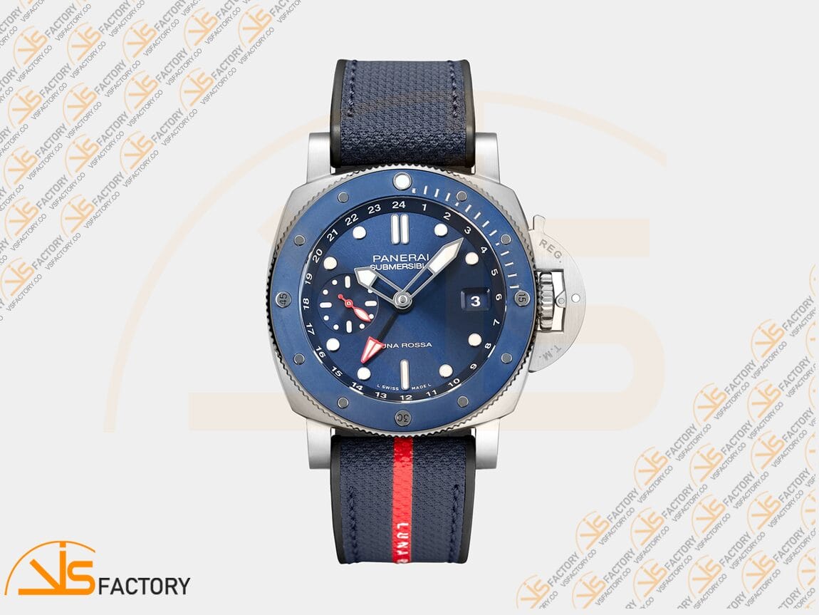 VS Factory Panerai Submersible GMT PAM1507 Luna Rossa Black Dial Blue Nylon Strap P.900 Movement - 图片 3