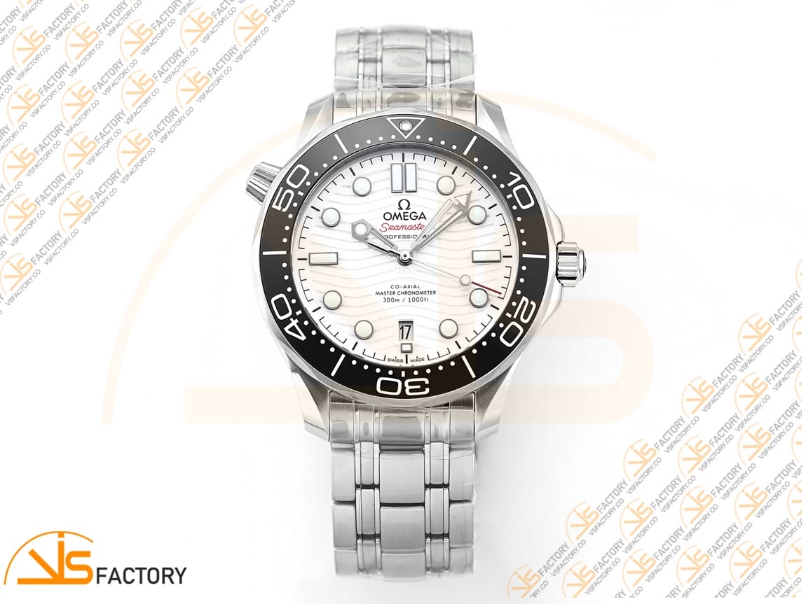 VS Factory Omega Seamaster Diver 300M Black Ceramic White Dial Steel Bracelet VS8800 Movement - 图片 3