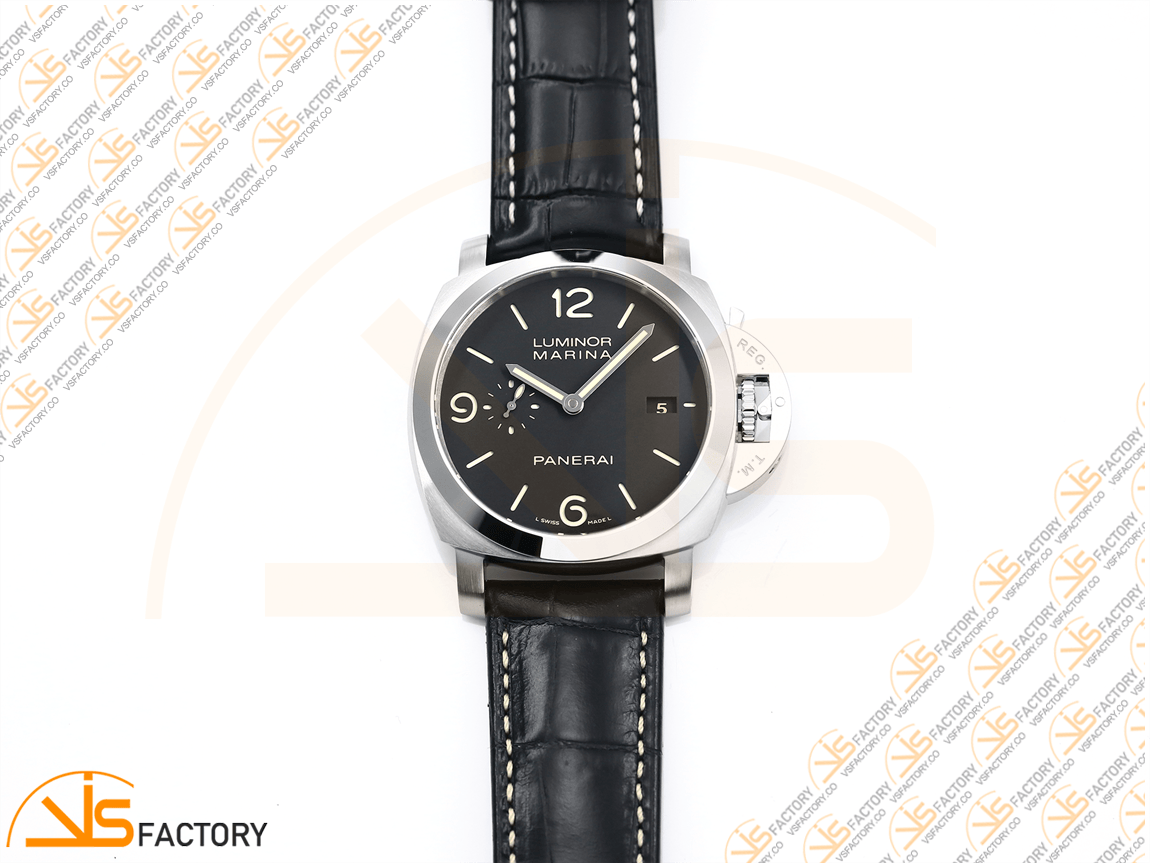 VS Factory Panerai Luminor Marina PAM312 Black Dial 904L Steel Black Leather P.9000 Movement - 图片 3