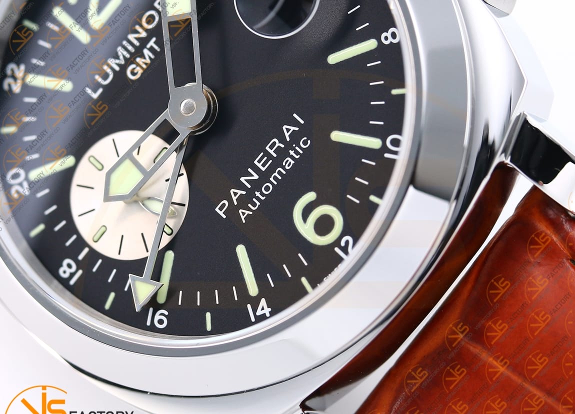 VS Factory Panerai Luminor GMT PAM088 Black Dial 904L Steel Brown Leather P.9001 Movement - 图片 6