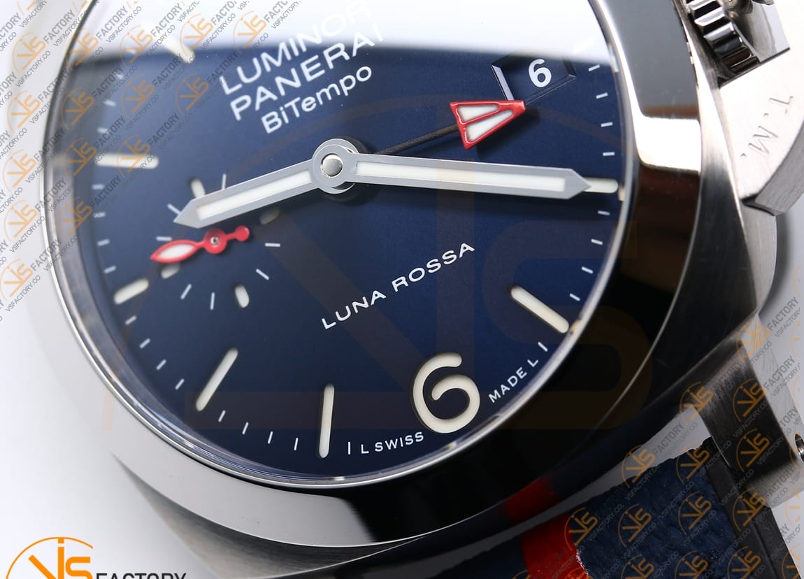 VS Factory Panerai Quaranta BiTempo PAM1404 Luna Rossa SS Case Blue Nylon Stra P.900 Movement - 图片 9