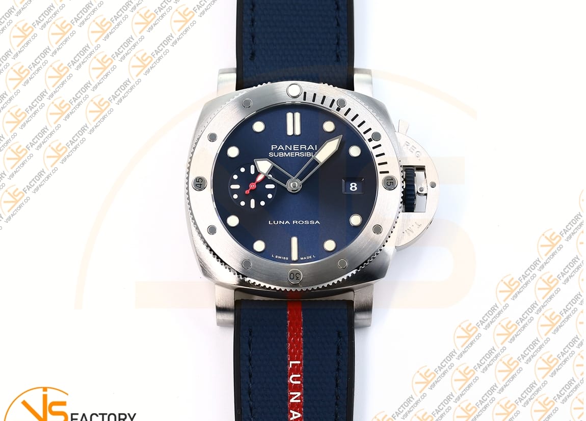VS Factory Panerai Submersible PAM1391 Luna Rossa Blue Dial Blue Fabric Strap P.900 Movement - 图片 4