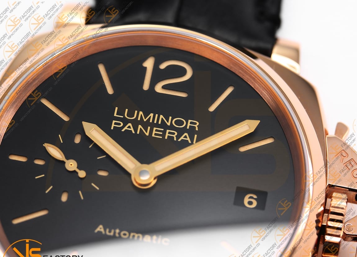 VS Factory Panerai Luminor Due PAM908 FU Black Dial Rose Gold Leather Asia XXXIV Movement - 图片 6