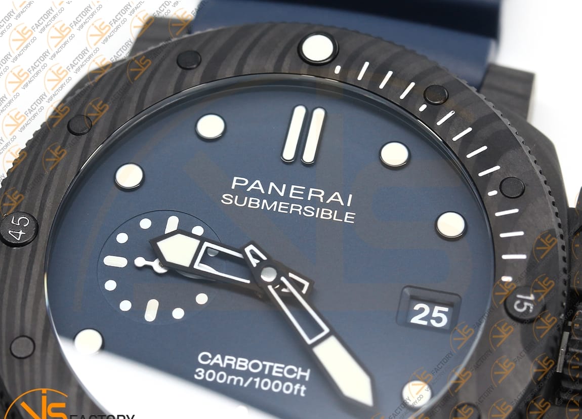 VS Factory Panerai Submersible PAM1232 QuarantaQuattro 44mm Black Dial Fiber Case P900 Movement - 图片 8
