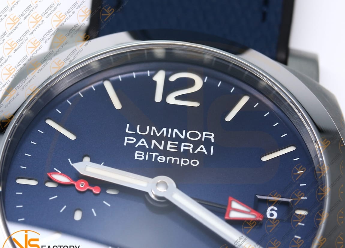 VS Factory Panerai Quaranta BiTempo PAM1404 Luna Rossa SS Case Blue Nylon Stra P.900 Movement - 图片 8