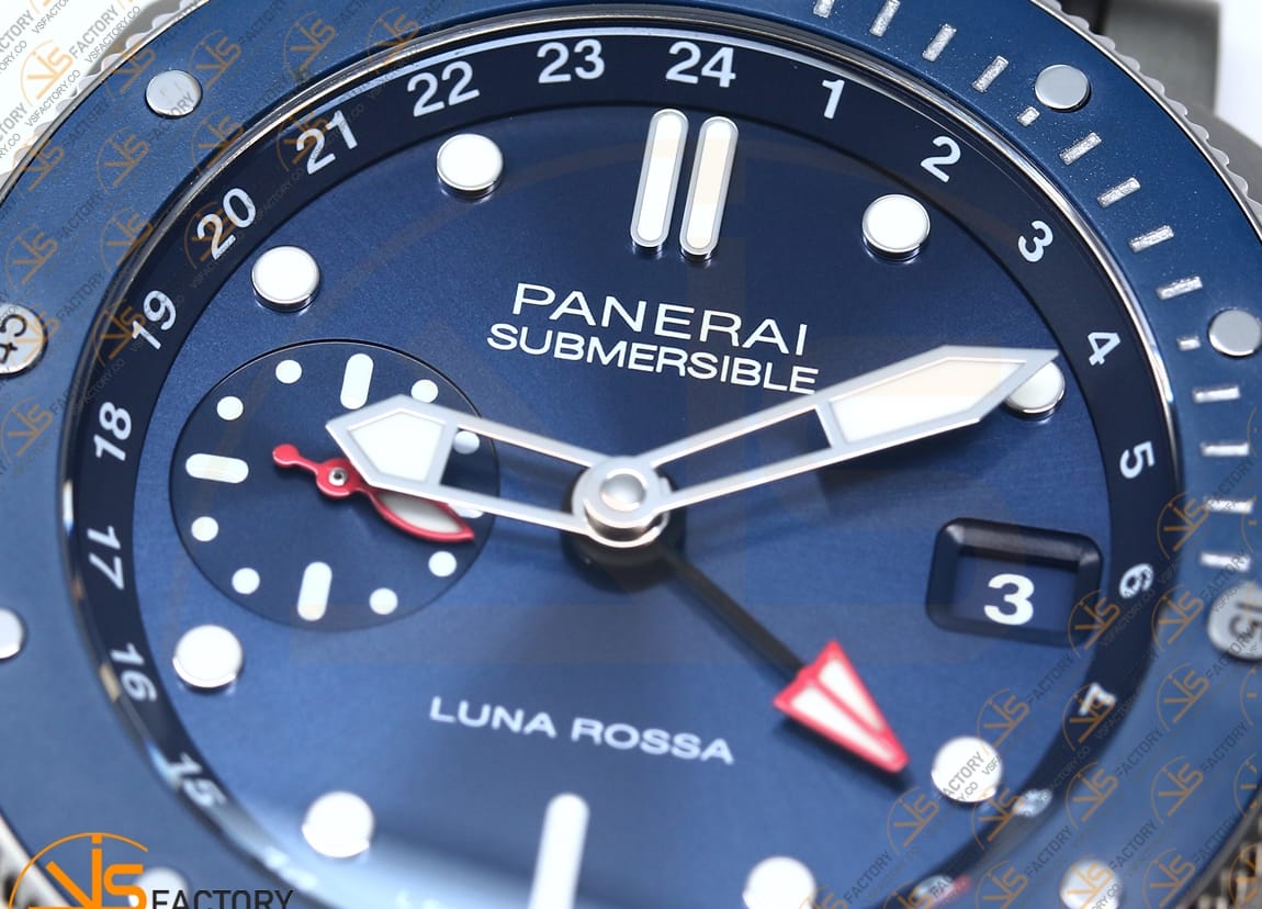 VS Factory Panerai Submersible GMT PAM1507 Luna Rossa Black Dial Blue Nylon Strap P.900 Movement - 图片 8