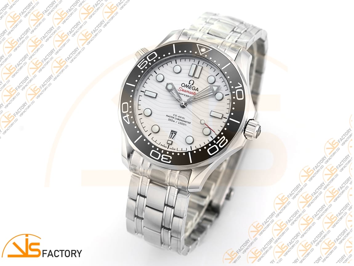 VS Factory Omega Seamaster Diver 300M Black Ceramic White Dial Steel Bracelet VS8800 Movement - 图片 4