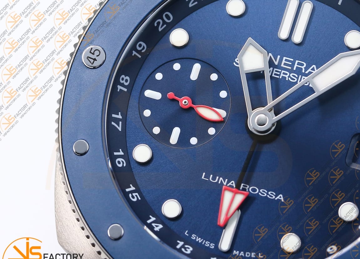 VS Factory Panerai Submersible GMT PAM1507 Luna Rossa Black Dial Blue Nylon Strap P.900 Movement - 图片 7