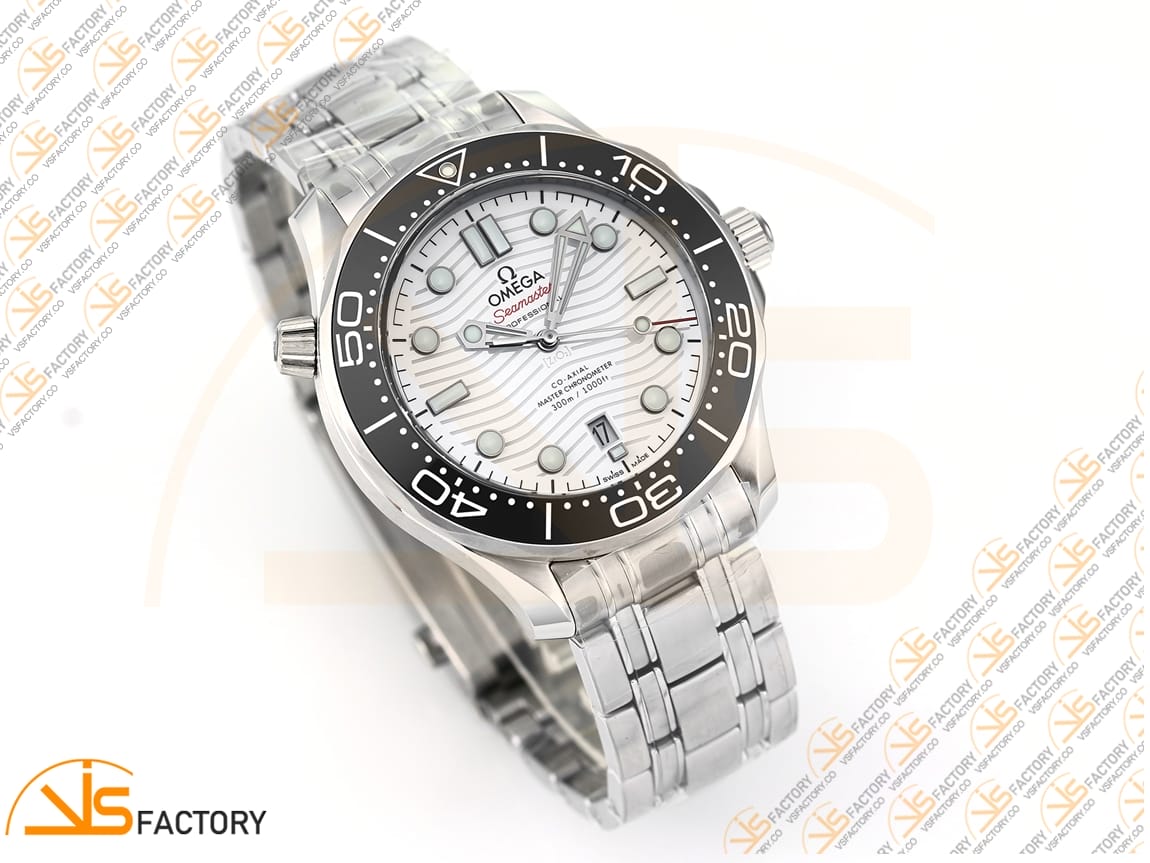 VS Factory Omega Seamaster Diver 300M Black Ceramic White Dial Steel Bracelet VS8800 Movement - 图片 5