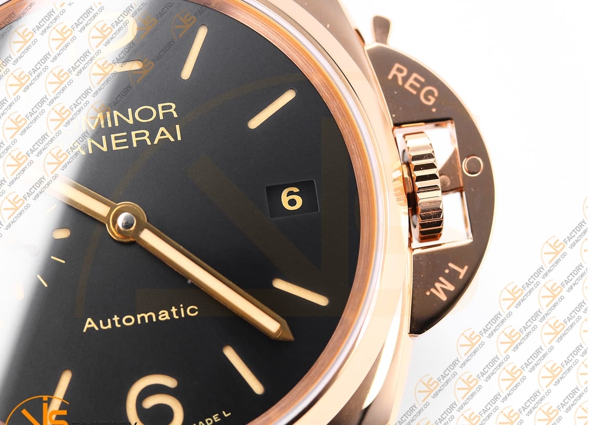 VS Factory Panerai Luminor Due PAM908 FU Black Dial Rose Gold Leather Asia XXXIV Movement - 图片 8