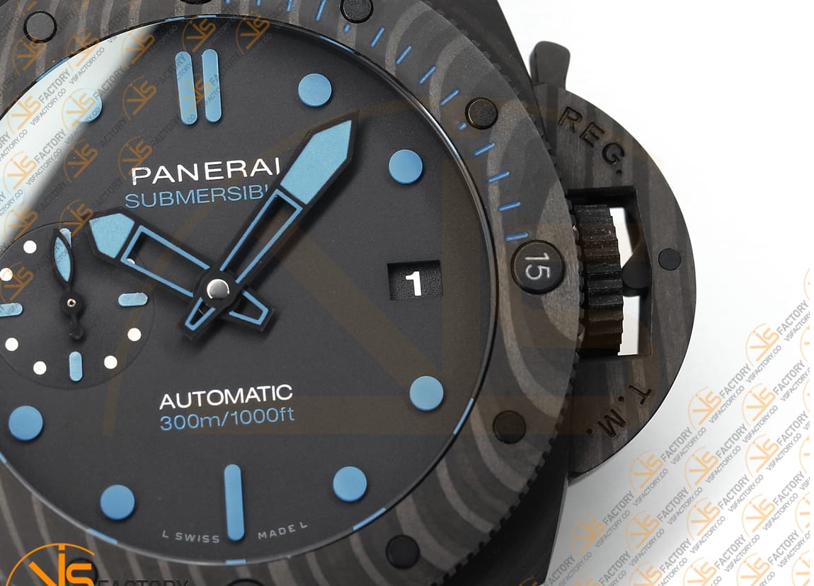 VS Factory Panerai Submersible PAM960 42mm Black Dial Blue Markers Carbotech P9010 Movement - 图片 6