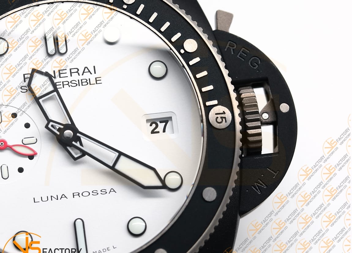 VS Factory Panerai Submersible PAM1543 White Dial Blue Nylon Rubber Strap P.900 Movement - 图片 6