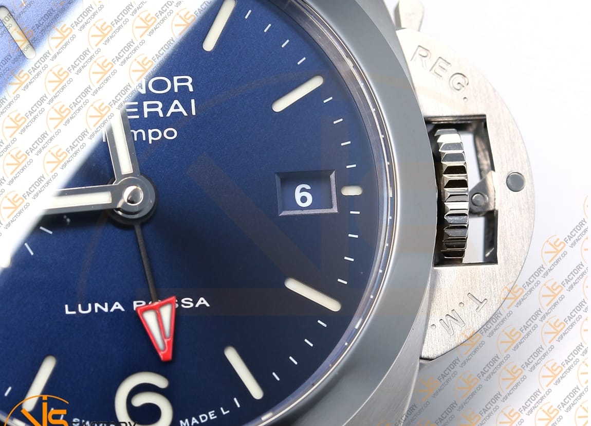 VS Factory Panerai Quaranta BiTempo PAM1404 Luna Rossa SS Case Blue Nylon Stra P.900 Movement - 图片 6