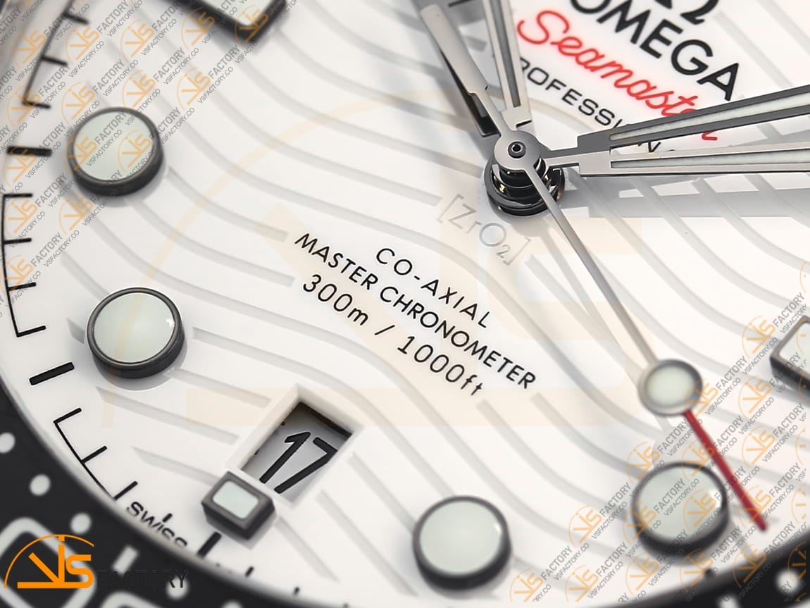 VS Factory Omega Seamaster Diver 300M Black Ceramic White Dial Steel Bracelet VS8800 Movement - 图片 6