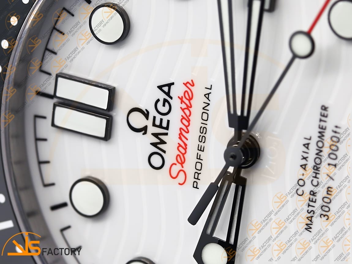 VS Factory Omega Seamaster Diver 300M Black Ceramic White Dial Steel Bracelet VS8800 Movement - 图片 7