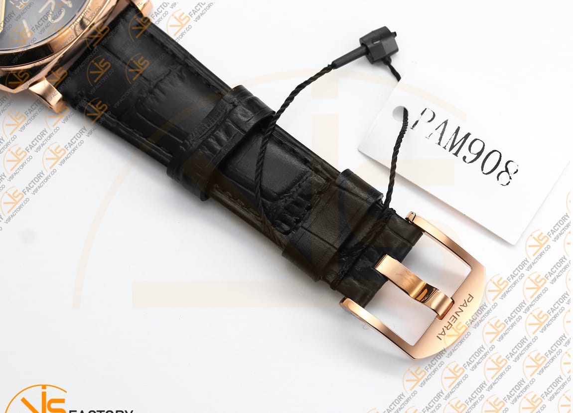 VS Factory Panerai Luminor Due PAM908 FU Black Dial Rose Gold Leather Asia XXXIV Movement - 图片 12
