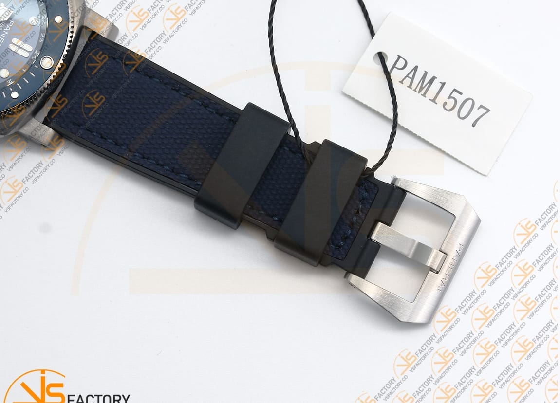 VS Factory Panerai Submersible GMT PAM1507 Luna Rossa Black Dial Blue Nylon Strap P.900 Movement - 图片 12