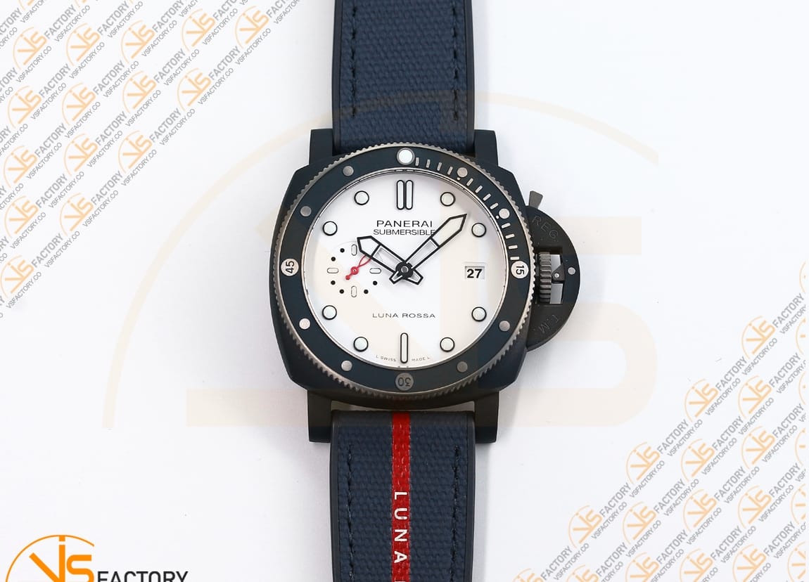 VS Factory Panerai Submersible PAM1543 White Dial Blue Nylon Rubber Strap P.900 Movement - 图片 4