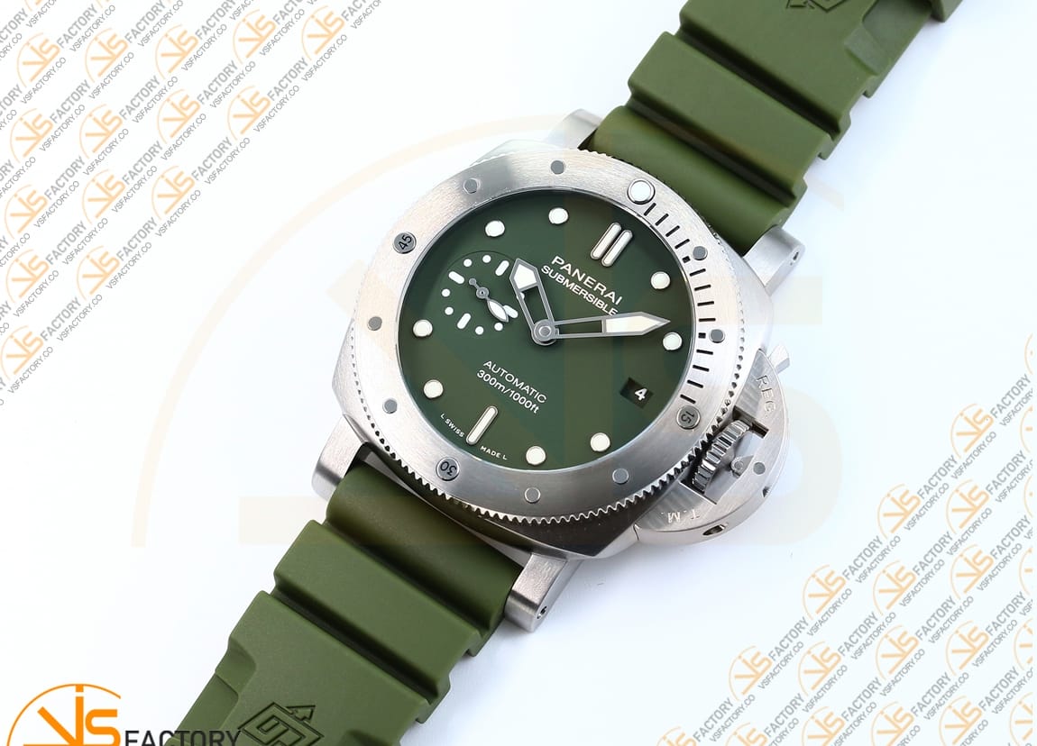 VS Factory Panerai Submersible Verde Militare PAM1055 Green Dial Steel P.900 Movement - 图片 5