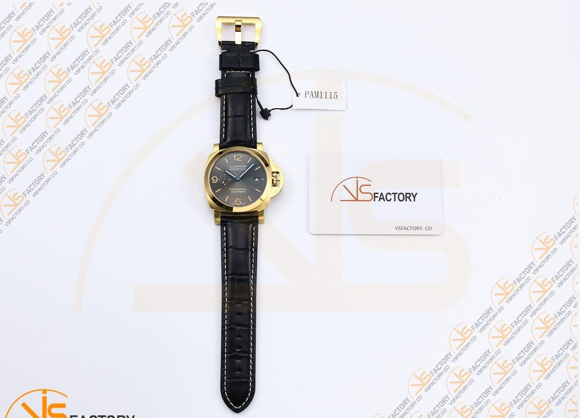 VS Factory Panerai PAM1115 Luminor Marina Black Dial Yellow Gold Case P9010 Movement - 图片 2