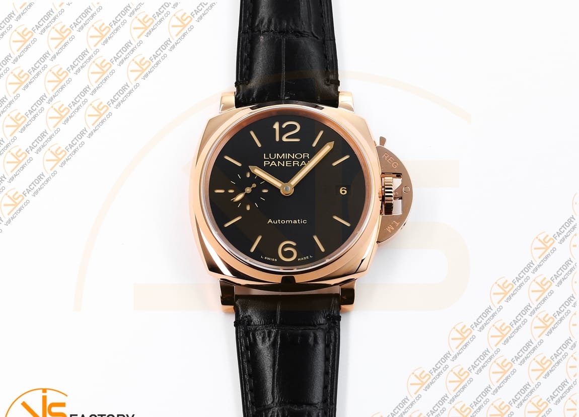 VS Factory Panerai Luminor Due PAM908 FU Black Dial Rose Gold Leather Asia XXXIV Movement - 图片 4