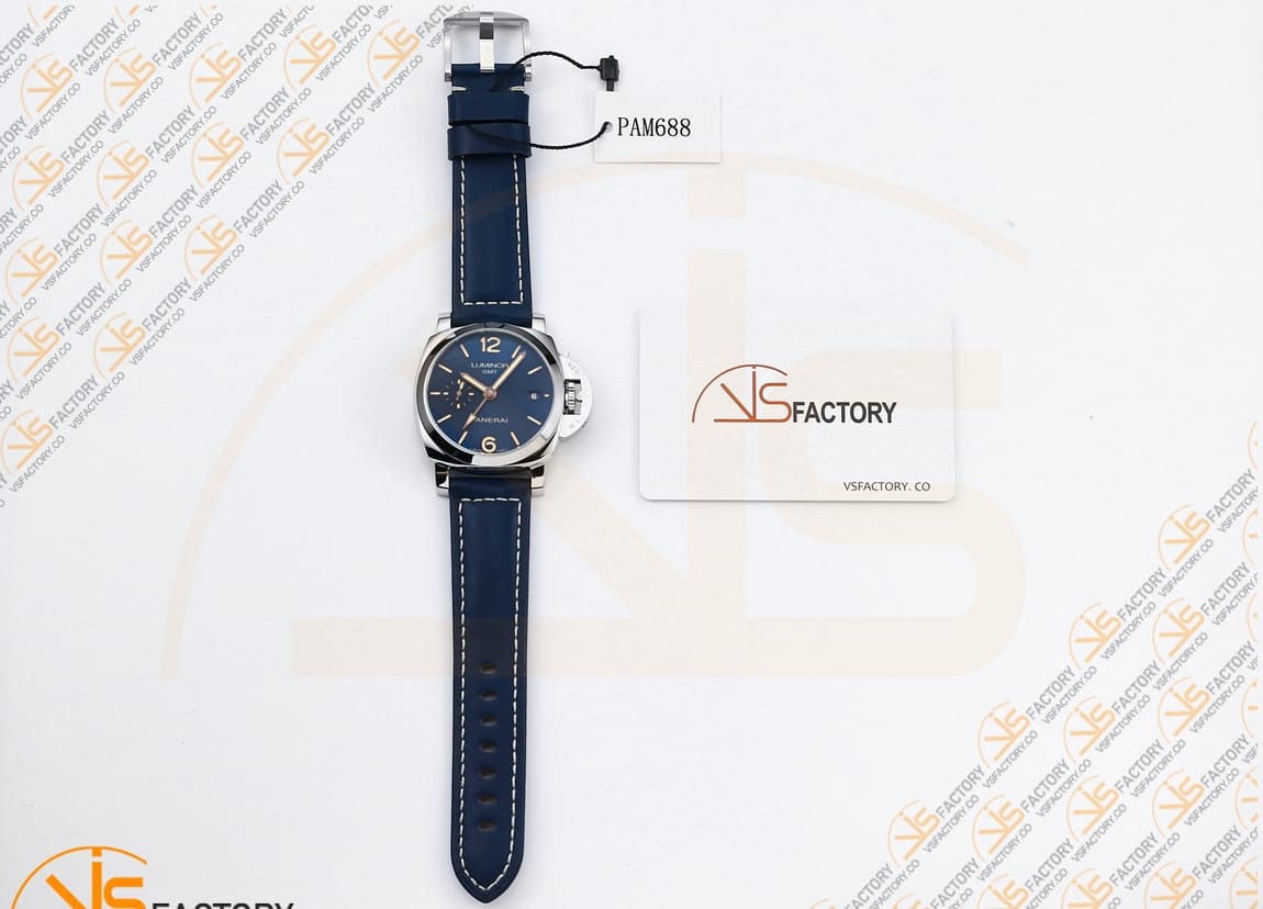 VS Factory Panerai Luminor 1950 PAM688 Blue Dial Stainless Steel Leather P.9001 Movement - 图片 2