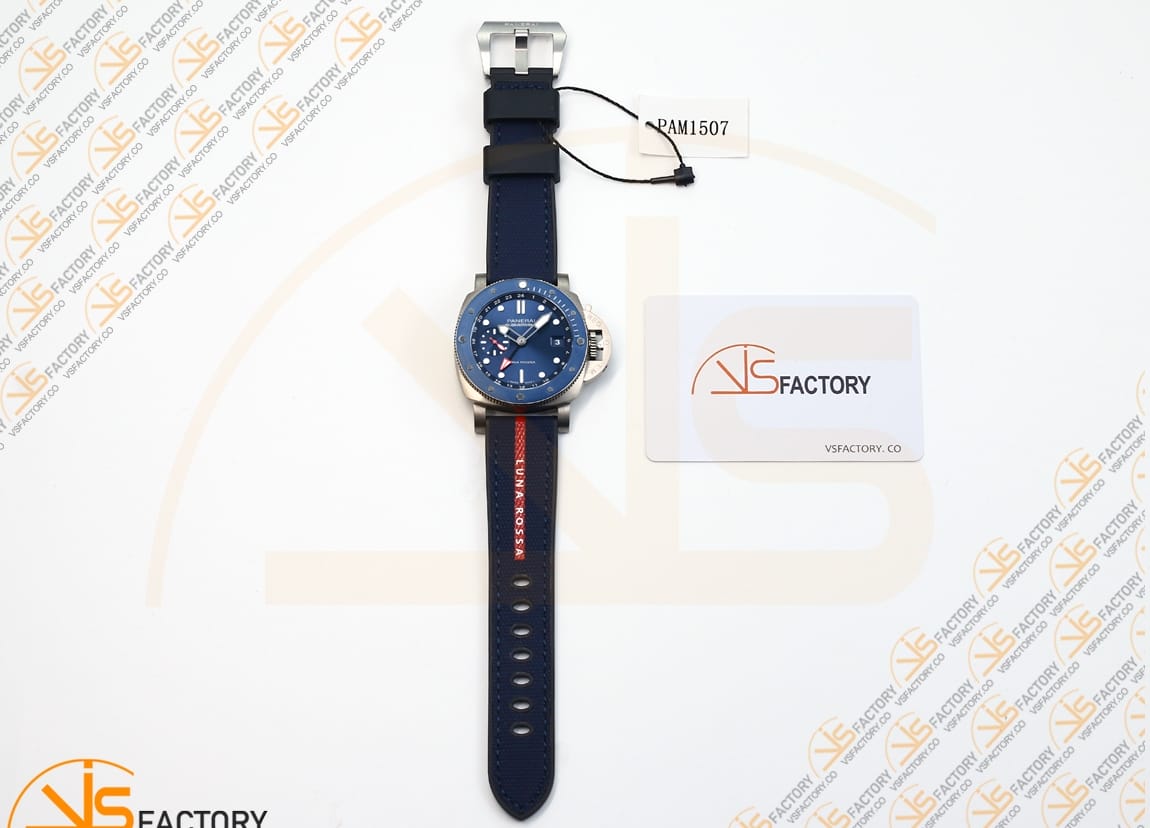 VS Factory Panerai Submersible GMT PAM1507 Luna Rossa Black Dial Blue Nylon Strap P.900 Movement - 图片 2