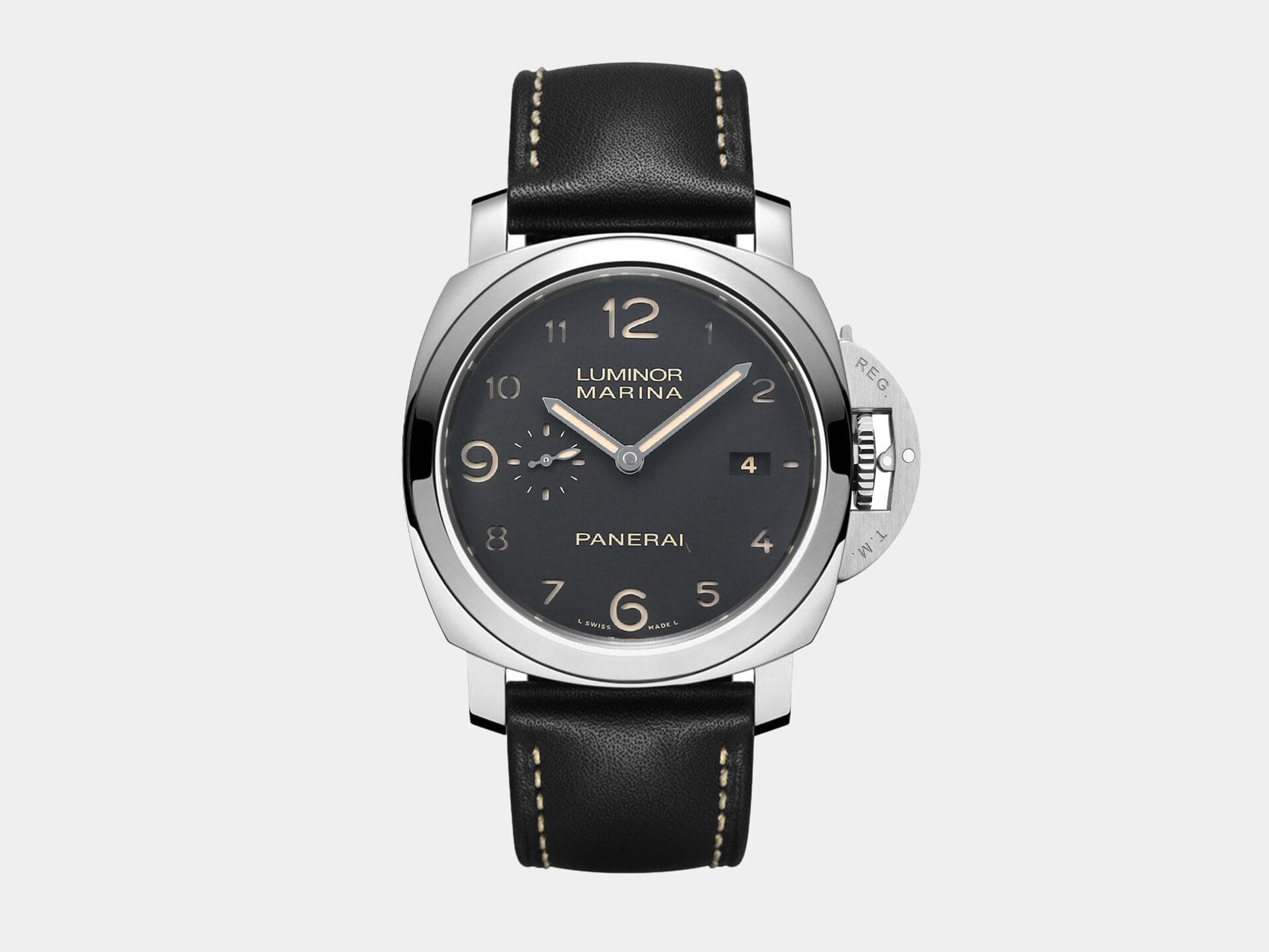 VS Factory Panerai Luminor PAM359 Black Dial 904L Steel Black Leather P.9000 Movement