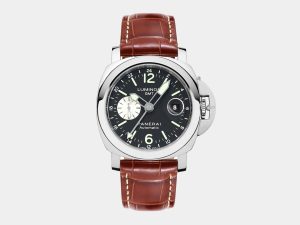 VS Factory Panerai Luminor GMT PAM088 Black Dial 904L Steel Brown Leather P.9001 Movement