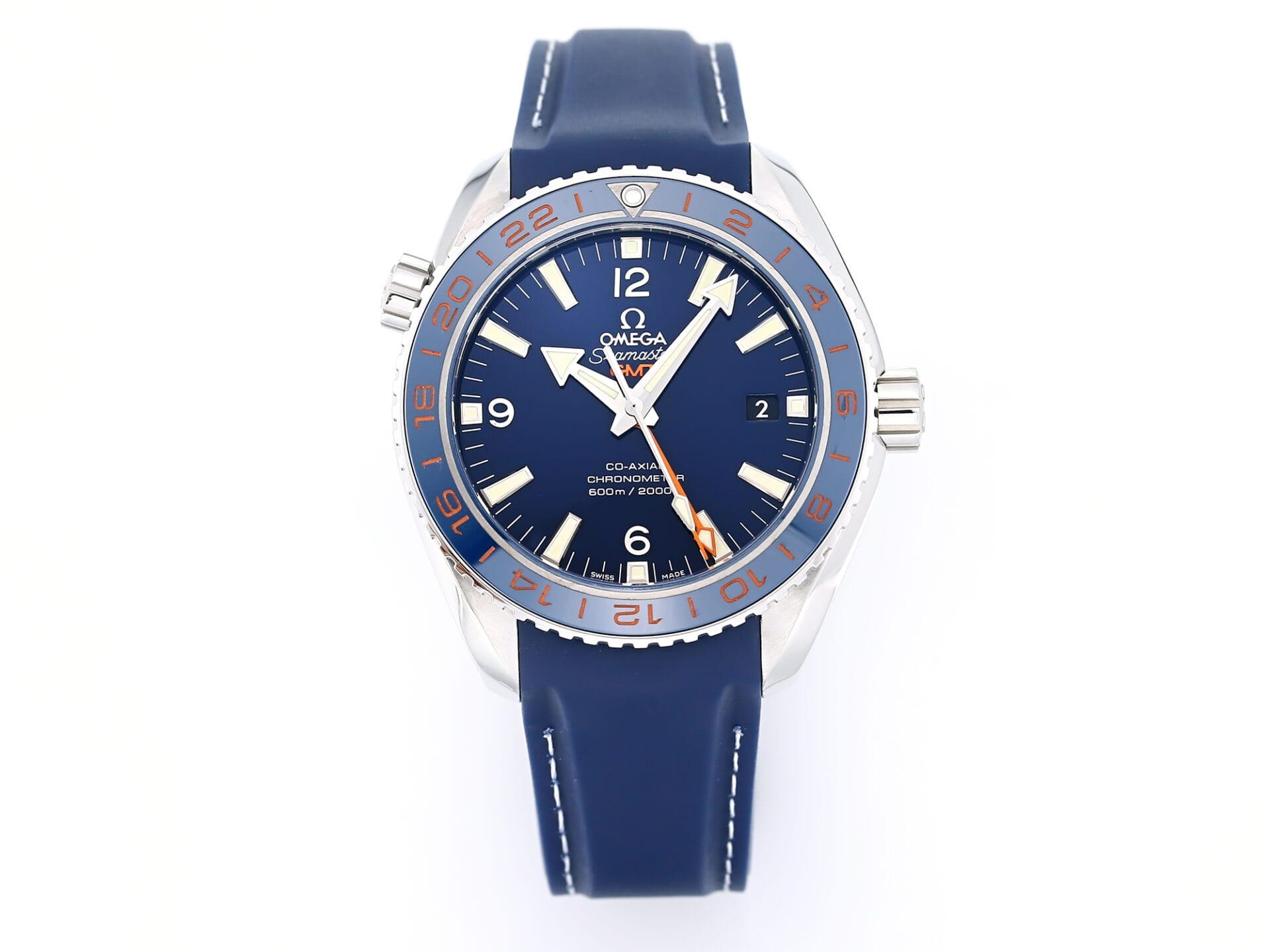 VSFactory (VSF) Omega Planet Ocean 600M GMT 43.5mm Blue Dial Blue Ceramic Bezel SS A8605 Movement