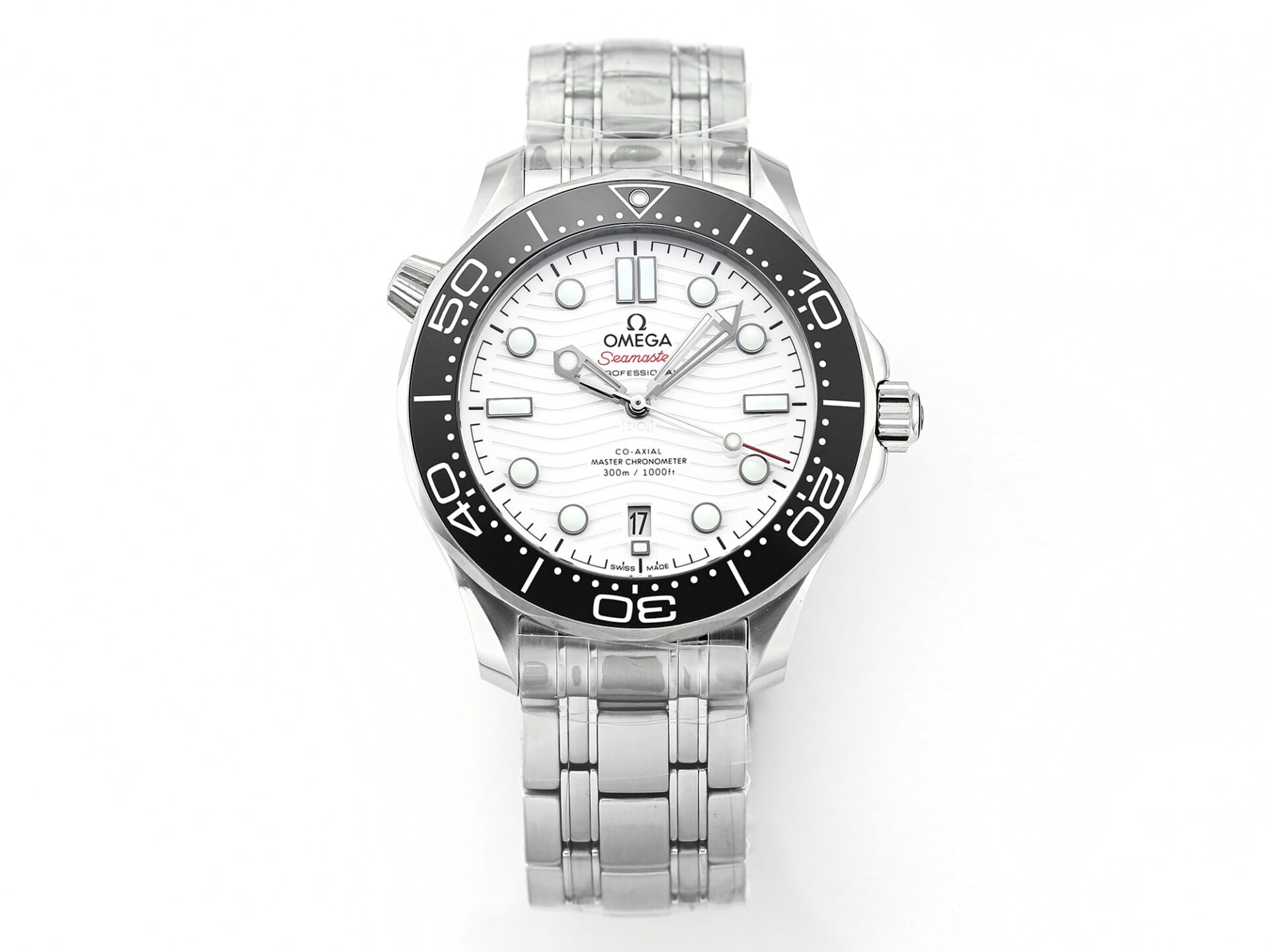 VS Factory Omega Seamaster Diver 300M Black Ceramic White Dial Steel Bracelet VS8800 Movement
