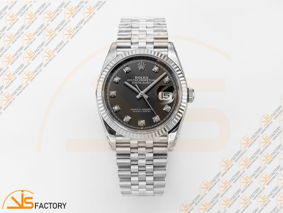 VSFactory (VSF) Rolex DateJust 36 116234 Black Diamonds Dial 904L Steel Jubilee Bracelet VS3235 Movement - 图片 3