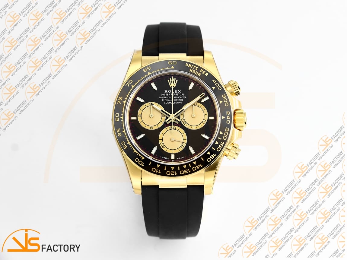 VS Factory Rolex Daytona 126518 Black Dial Yellow Gold Oysterflex Strap Weighted VS4131 Movement - 图片 3