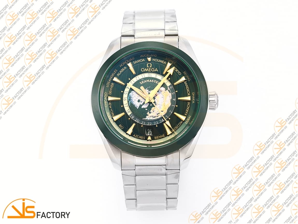 VSFactory (VSF) Omega Aqua Terra Worldtimer 43mm Green Ceramic Dial Steel A8938 Movement - 图片 3