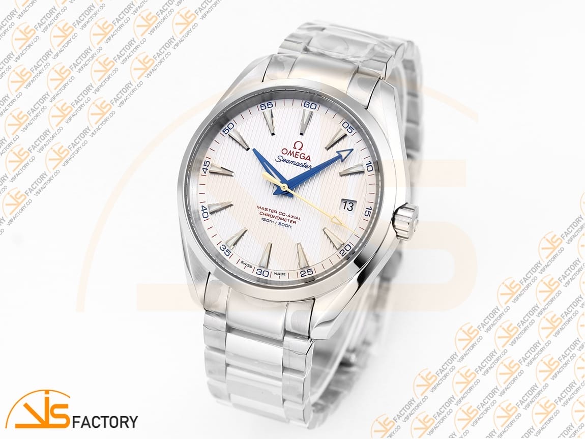 VSFactory (VSF) Omega Aqua Terra 150M White Textured Dial Blue Hands Steel A8500 Movement - 图片 5