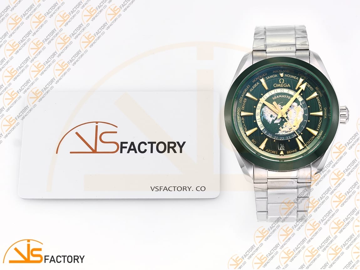 VSFactory (VSF) Omega Aqua Terra Worldtimer 43mm Green Ceramic Dial Steel A8938 Movement - 图片 2