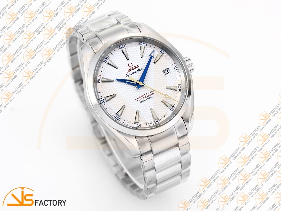 VSFactory (VSF) Omega Aqua Terra 150M White Textured Dial Blue Hands Steel A8500 Movement - 图片 4
