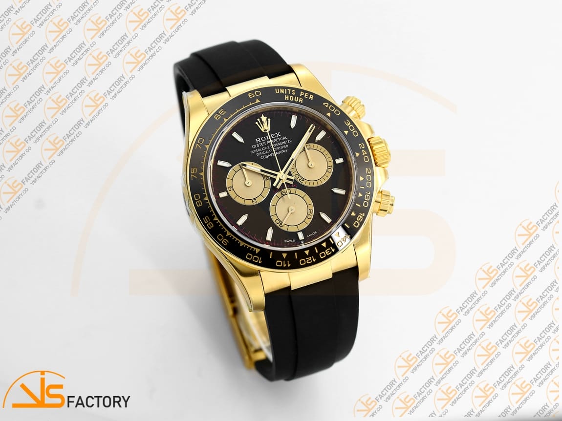 VS Factory Rolex Daytona 126518 Black Dial Yellow Gold Oysterflex Strap Weighted VS4131 Movement - 图片 4