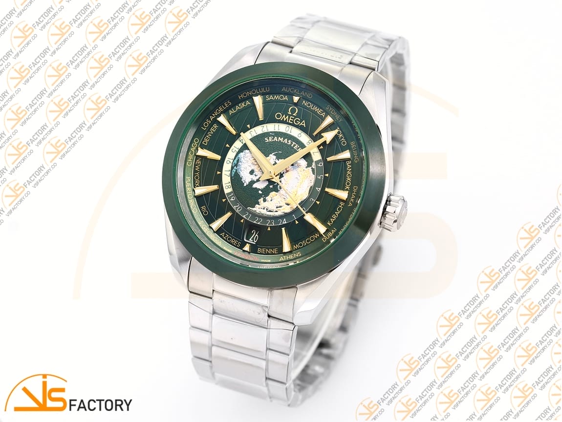 VSFactory (VSF) Omega Aqua Terra Worldtimer 43mm Green Ceramic Dial Steel A8938 Movement - 图片 4