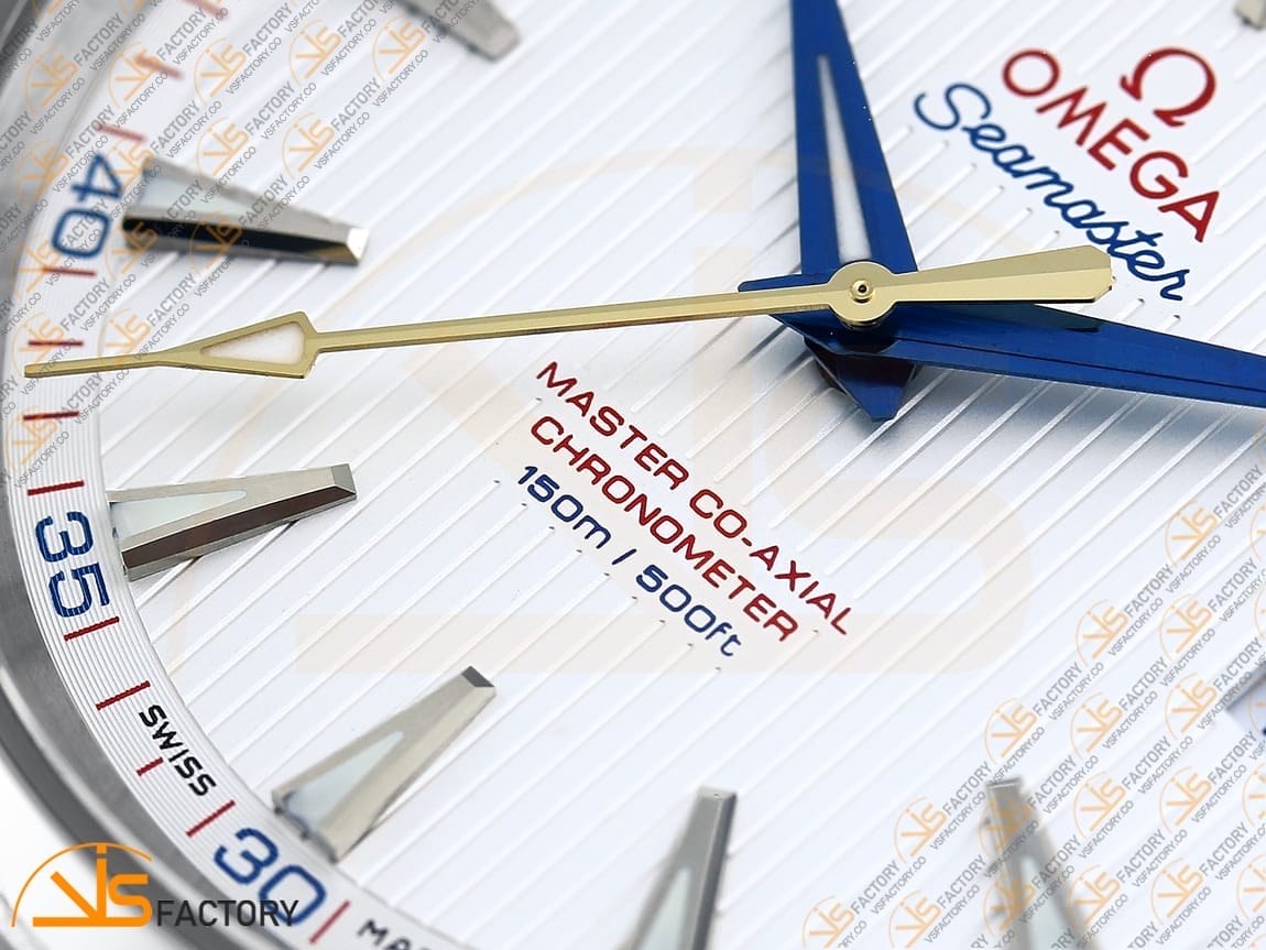 VSFactory (VSF) Omega Aqua Terra 150M White Textured Dial Blue Hands Steel A8500 Movement - 图片 6