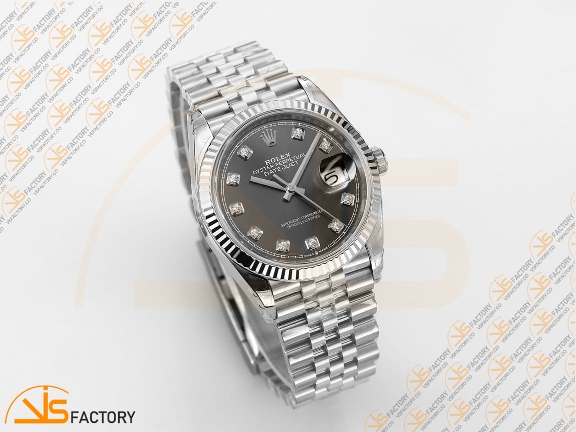 VSFactory (VSF) Rolex DateJust 36 116234 Black Diamonds Dial 904L Steel Jubilee Bracelet VS3235 Movement - 图片 5