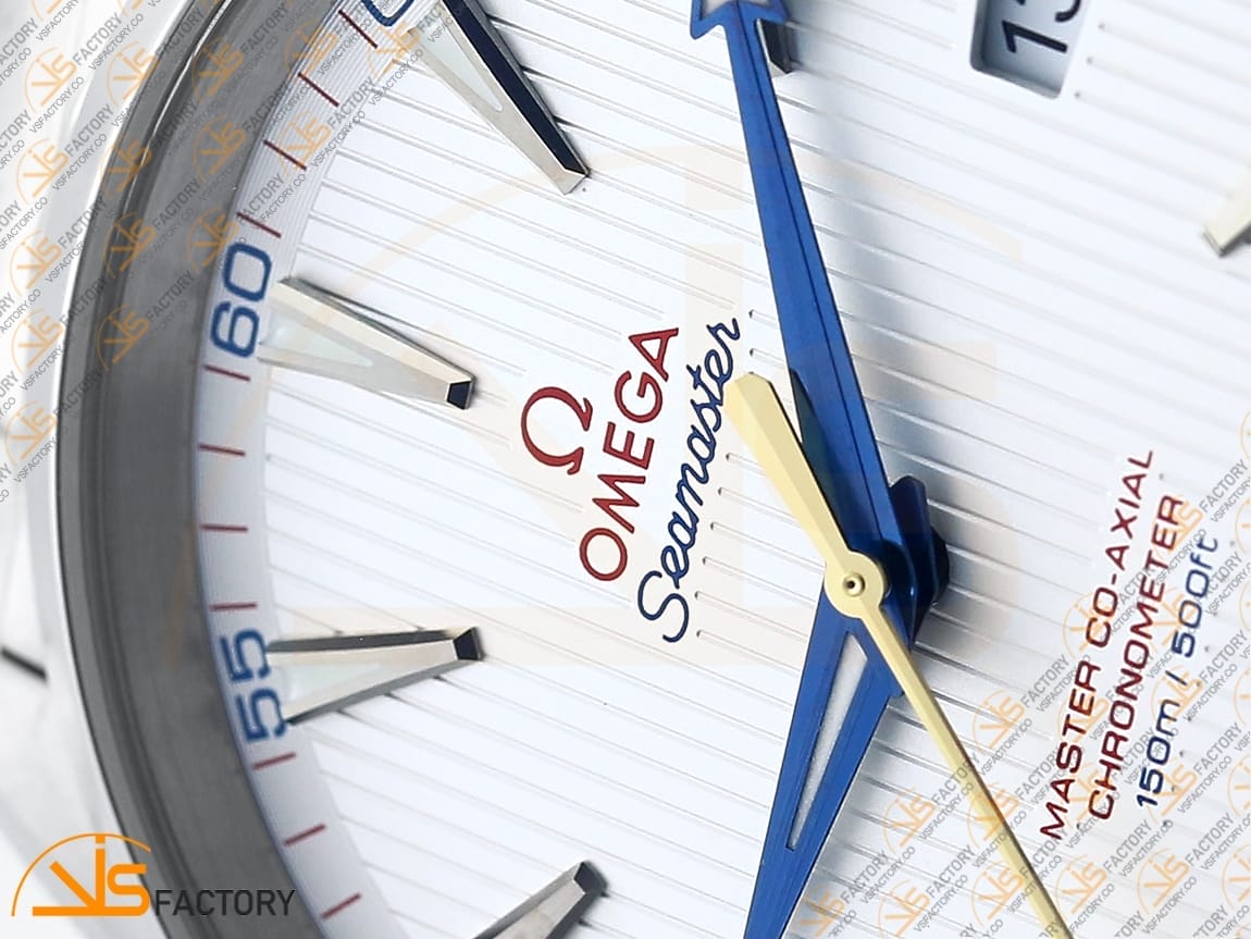 VSFactory (VSF) Omega Aqua Terra 150M White Textured Dial Blue Hands Steel A8500 Movement - 图片 7