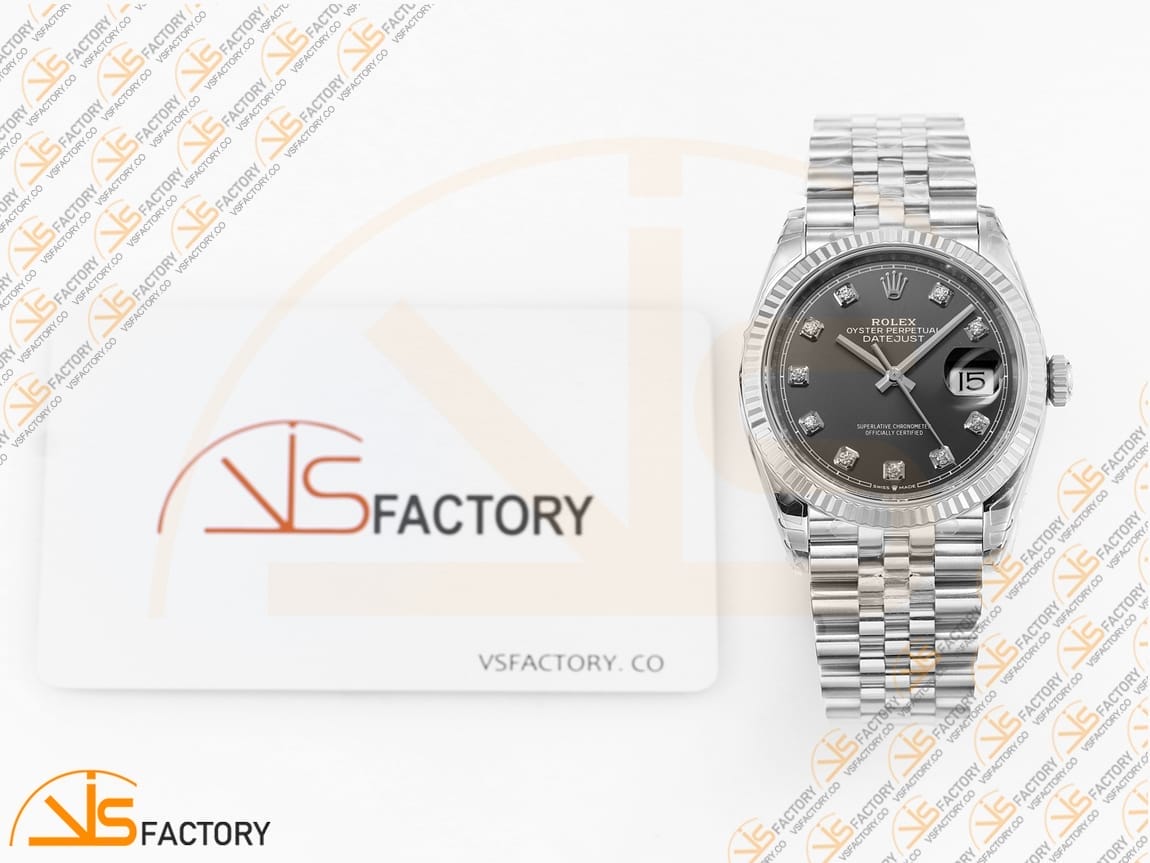 VSFactory (VSF) Rolex DateJust 36 116234 Black Diamonds Dial 904L Steel Jubilee Bracelet VS3235 Movement - 图片 2