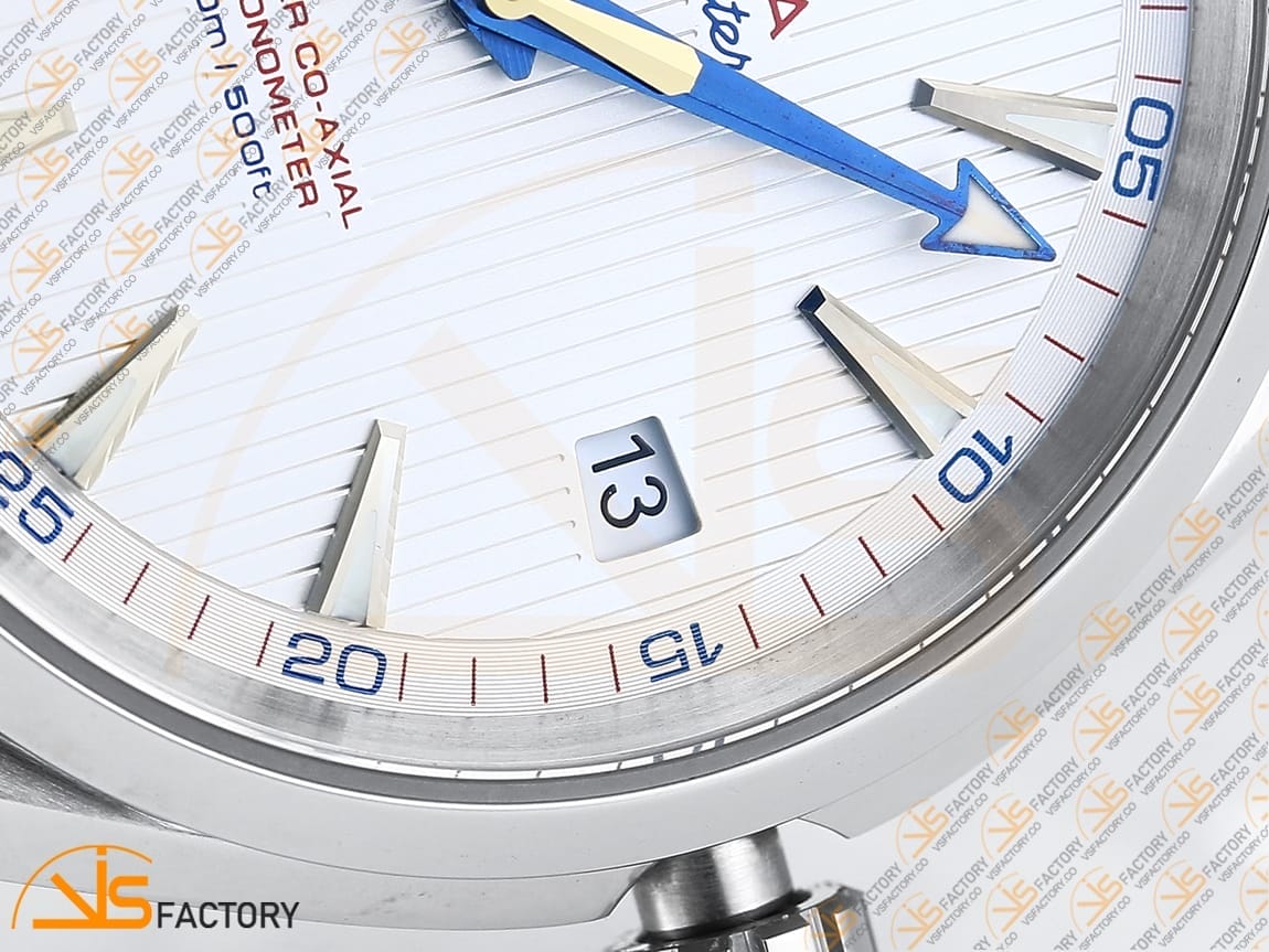 VSFactory (VSF) Omega Aqua Terra 150M White Textured Dial Blue Hands Steel A8500 Movement - 图片 8