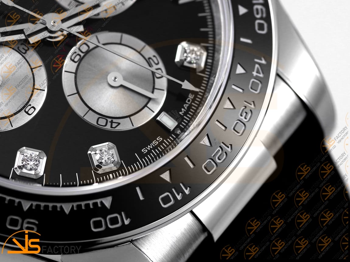 VS Factory Rolex Daytona 126519 Black Silver Diamonds Dial White Gold Oysterflex Strap Weighted VS4131 Movement - 图片 7