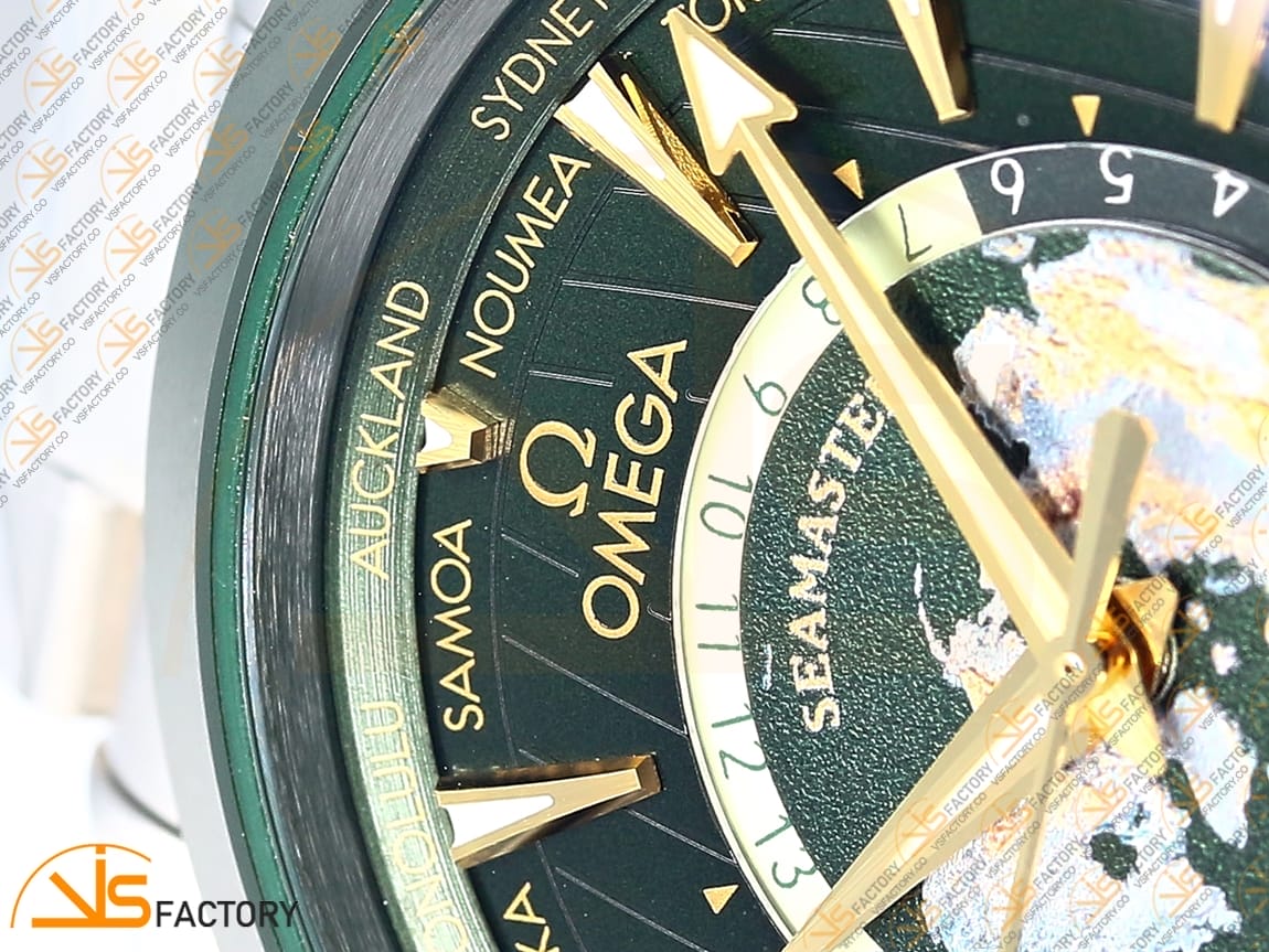 VSFactory (VSF) Omega Aqua Terra Worldtimer 43mm Green Ceramic Dial Steel A8938 Movement - 图片 7
