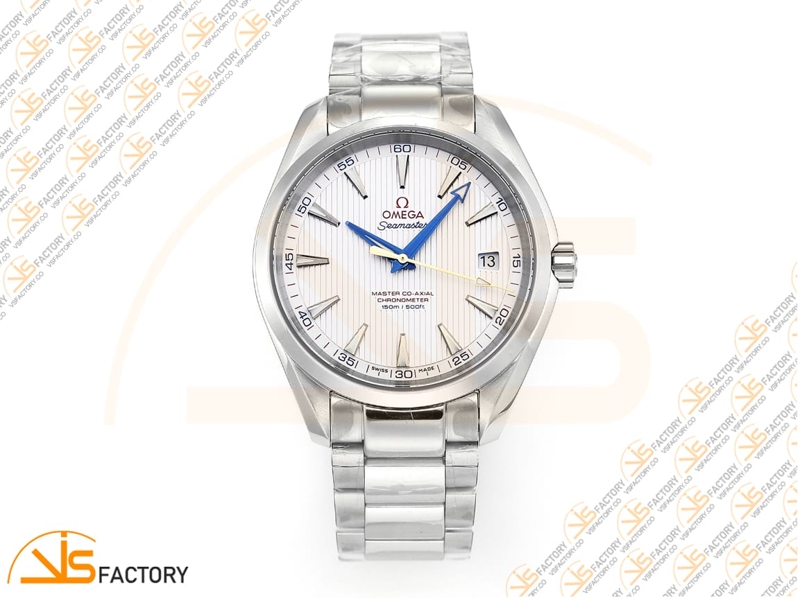VSFactory (VSF) Omega Aqua Terra 150M White Textured Dial Blue Hands Steel A8500 Movement - 图片 3